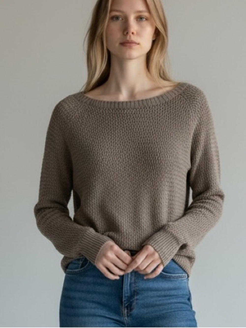 Soft Knit Crewneck Sweater - Taupe